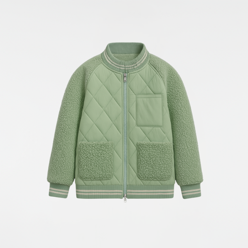 Veste technique en sherpa matelassé « Peau de menthe »