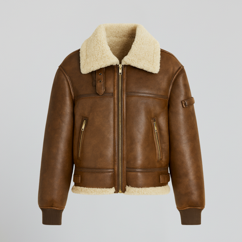 “Skyburn Heritage” – Aviator in pelle scamosciata con shearling