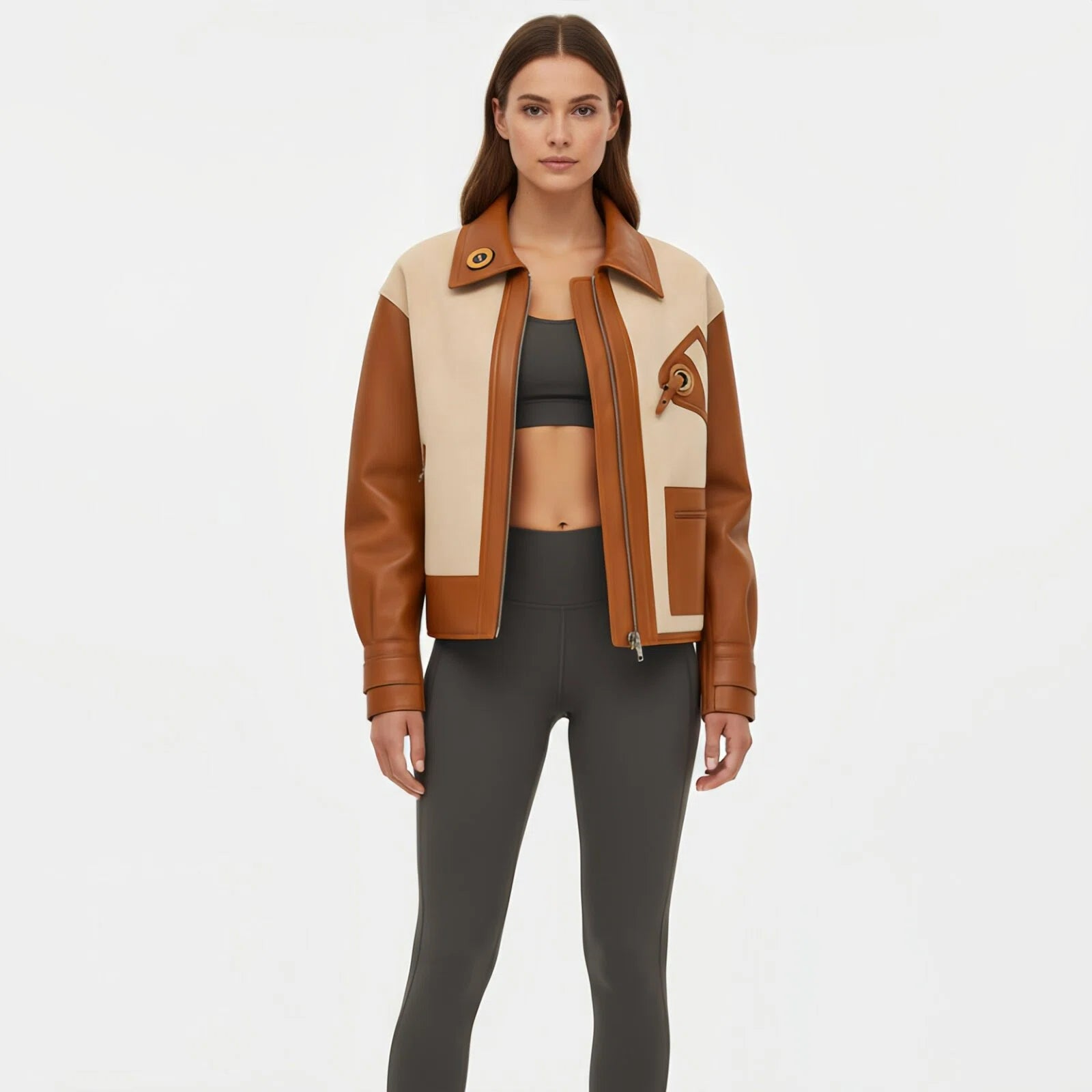 “Asymmetry Core” – Technical Jacket with Leather Panels