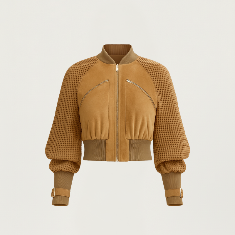 Waffle Drift – Technical Bomber Jacket with Structured Sleeves