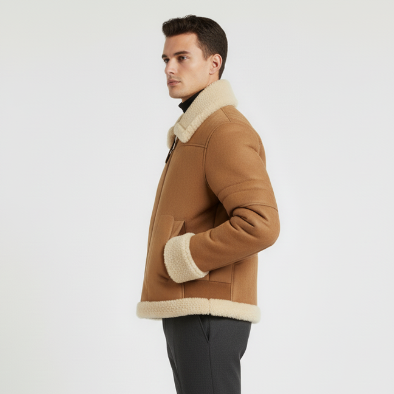 Nordico Ribelle – Giacca shearling in pelle scamosciata