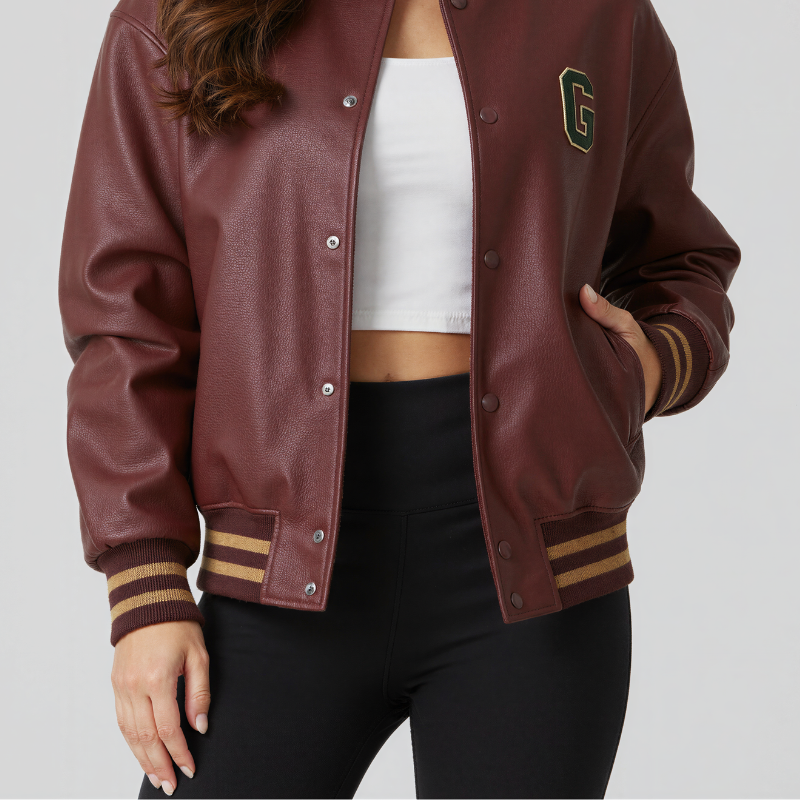GoMovelive "Burgundy Heritage" Nappa Varsity Jacket – Timeless Luxury