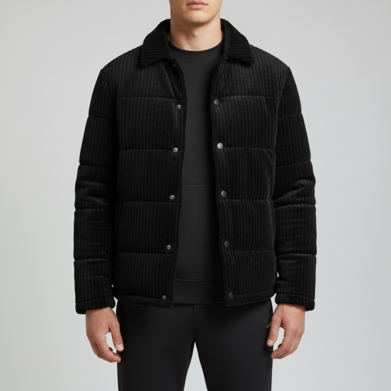 "Strato Nero" – Giacca trapuntata in velluto tecnico