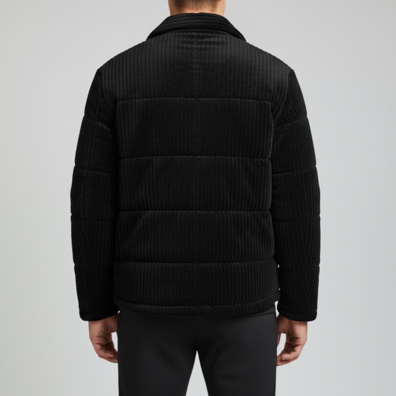 "Strato Nero" – Giacca trapuntata in velluto tecnico