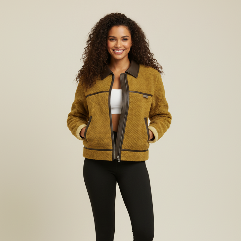 "Sherpa CozyCraft™" – Technical Sherpa Jacket with Leather Details