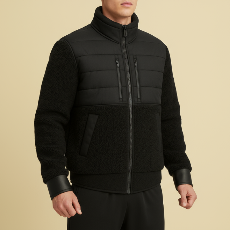 DFNS Hybrid - Giacca sportiva ibrida in nylon trapuntato e pile bouclé