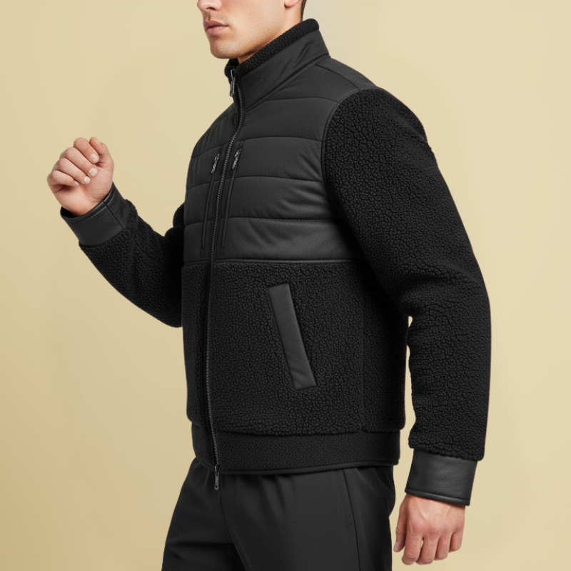 DFNS Hybrid - Giacca sportiva ibrida in nylon trapuntato e pile bouclé