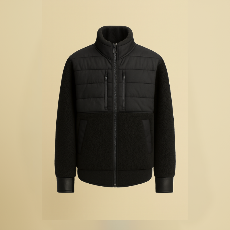 DFNS Hybrid - Giacca sportiva ibrida in nylon trapuntato e pile bouclé