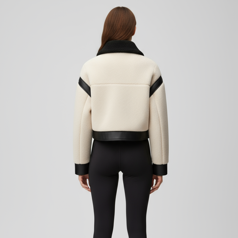 Urban Frame – Giacca cropped in pelle e pile