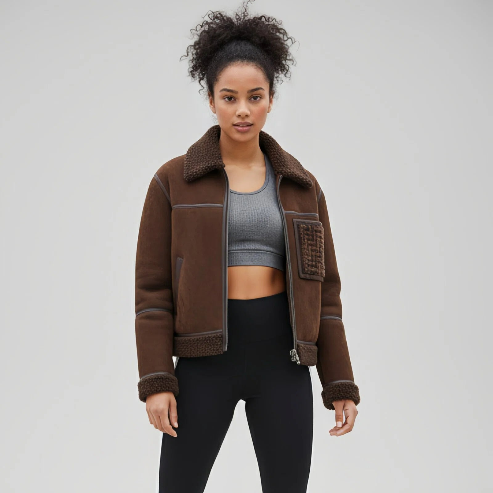 Chestnut Core – Giacca shearling in pelle ovina