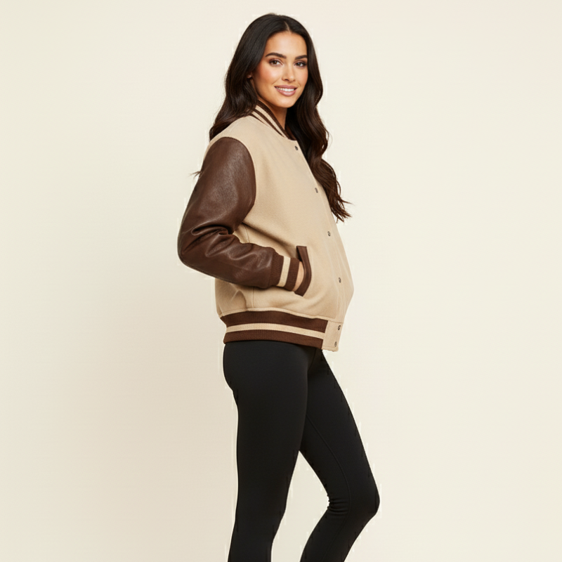 “Heritage Motion” – Varsity in pelle con lettering sportivo