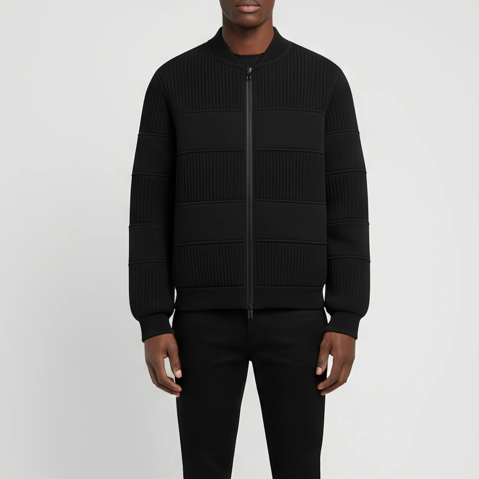 Urban Aligned - Offset Panel Technical Knit Zip-Up Sports Jacket