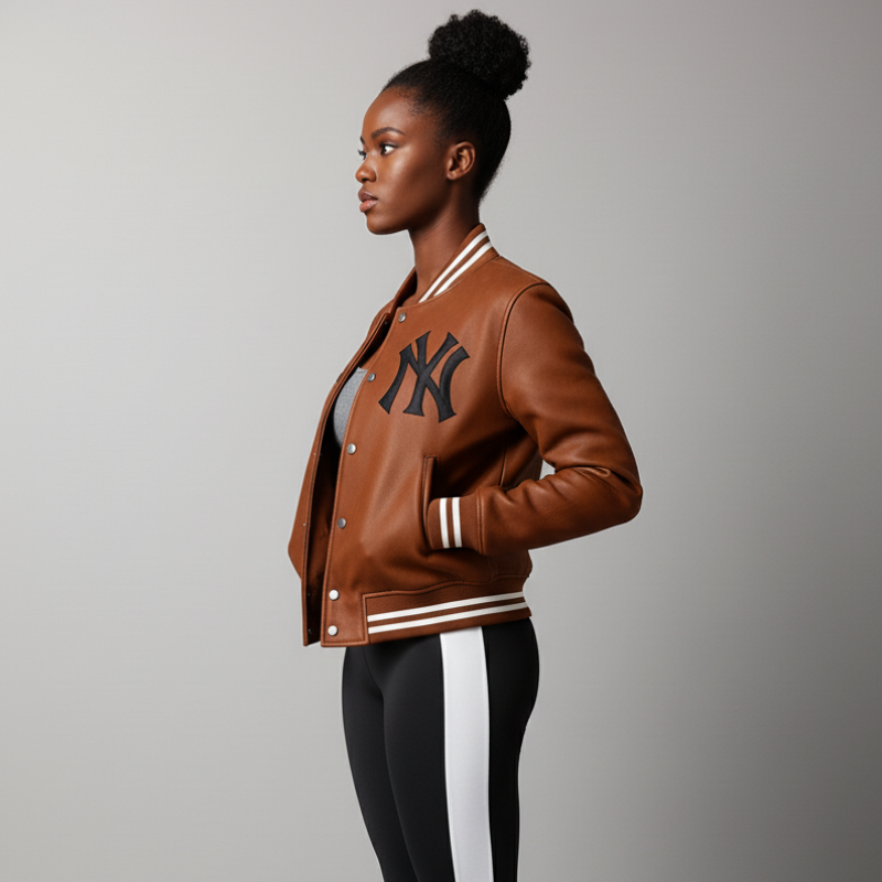 Bronx Signature – Full-Grain Leather Varsity with Custom Embroidery