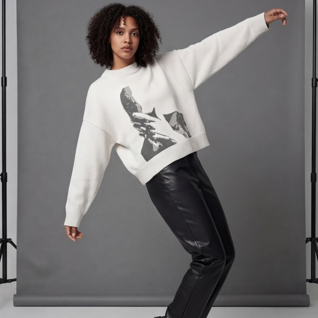 Maglione Donna in Maglia con Stampa Animalier