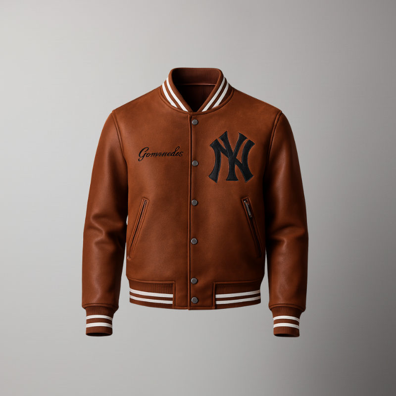 Bronx Signature – Full-Grain Leather Varsity with Custom Embroidery