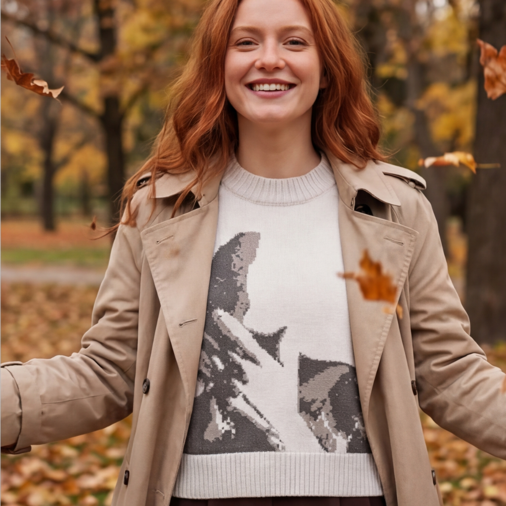 Maglione Donna in Maglia con Stampa Animalier