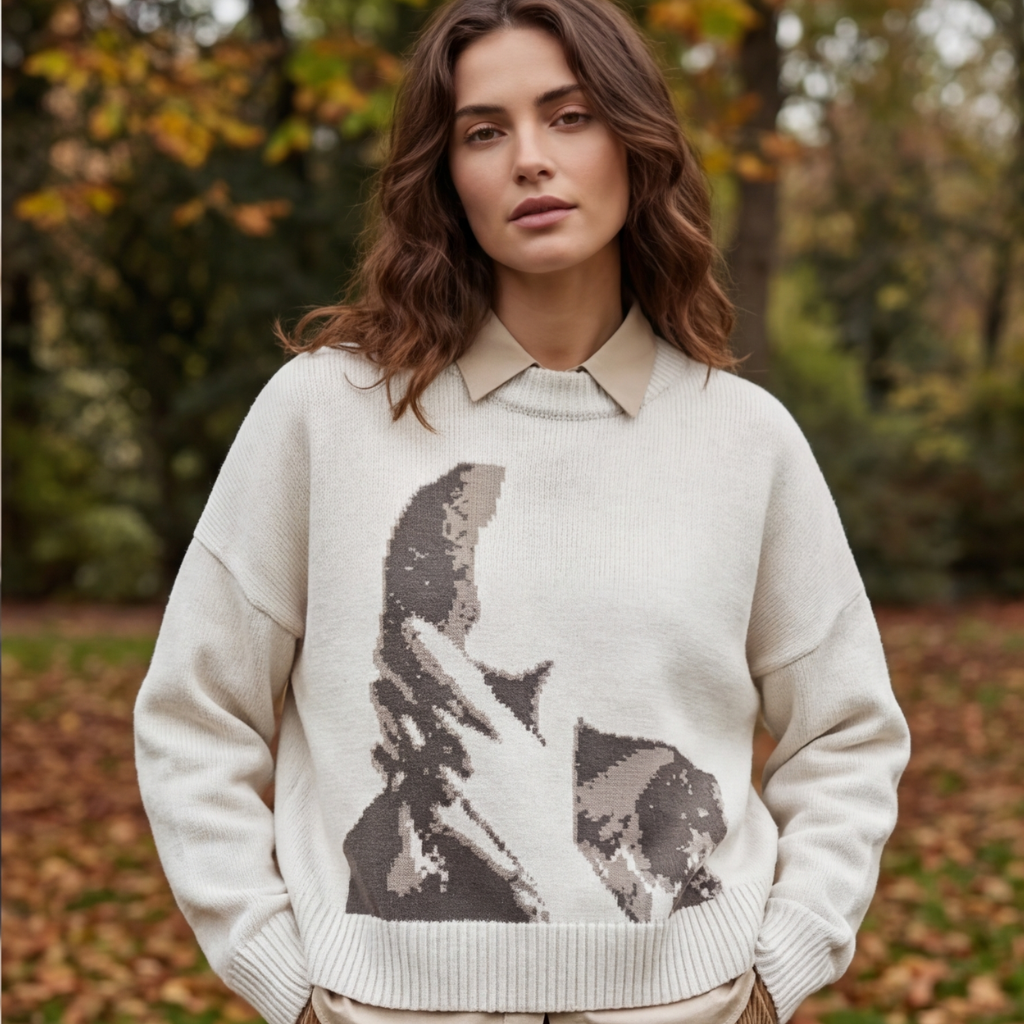 Maglione Donna in Maglia con Stampa Animalier