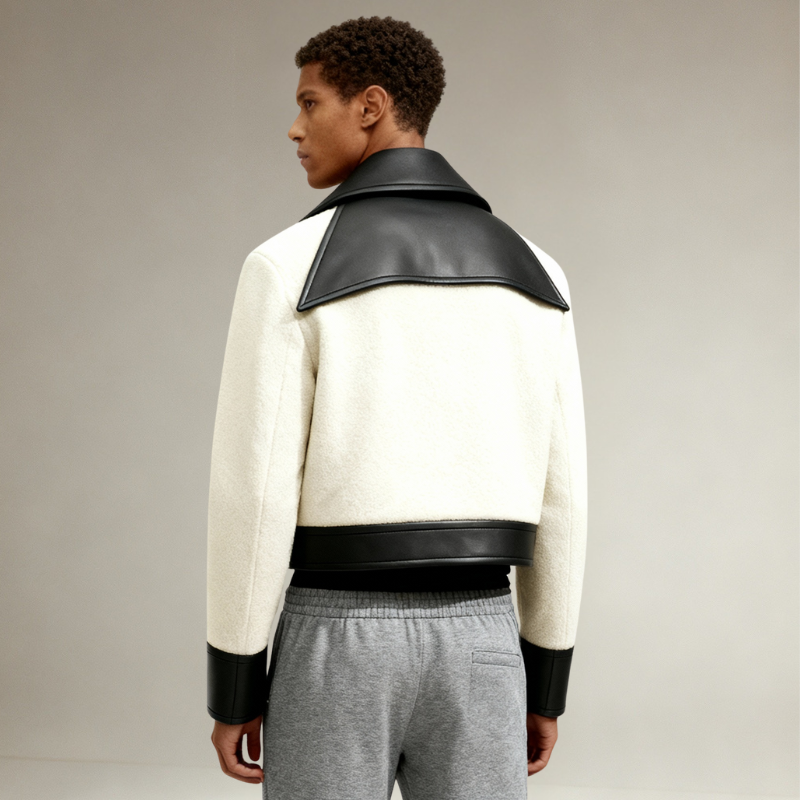 Urban Contrast – Giacca in pelle e tessuto tecnico