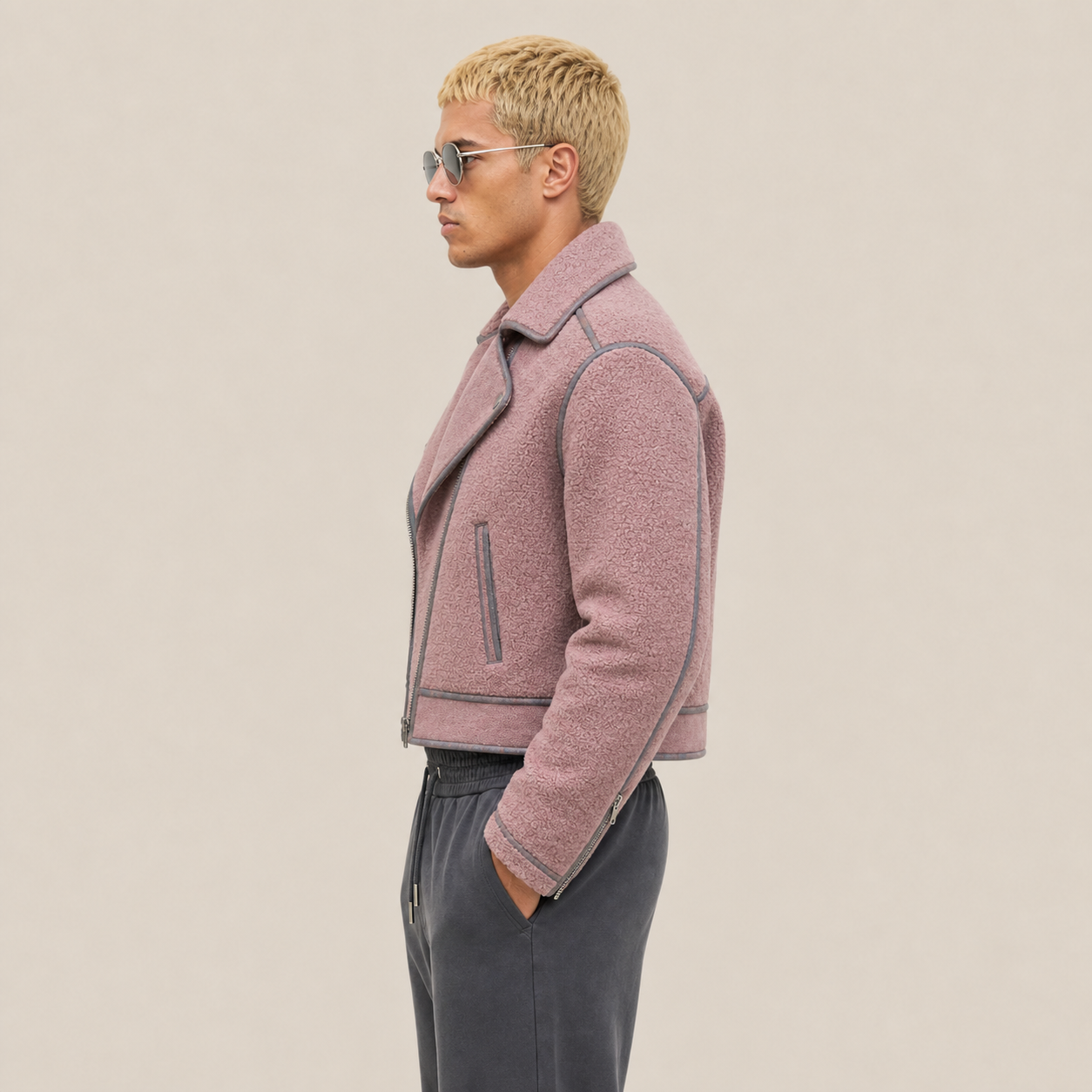 Giacca Biker in Lana Bouclé