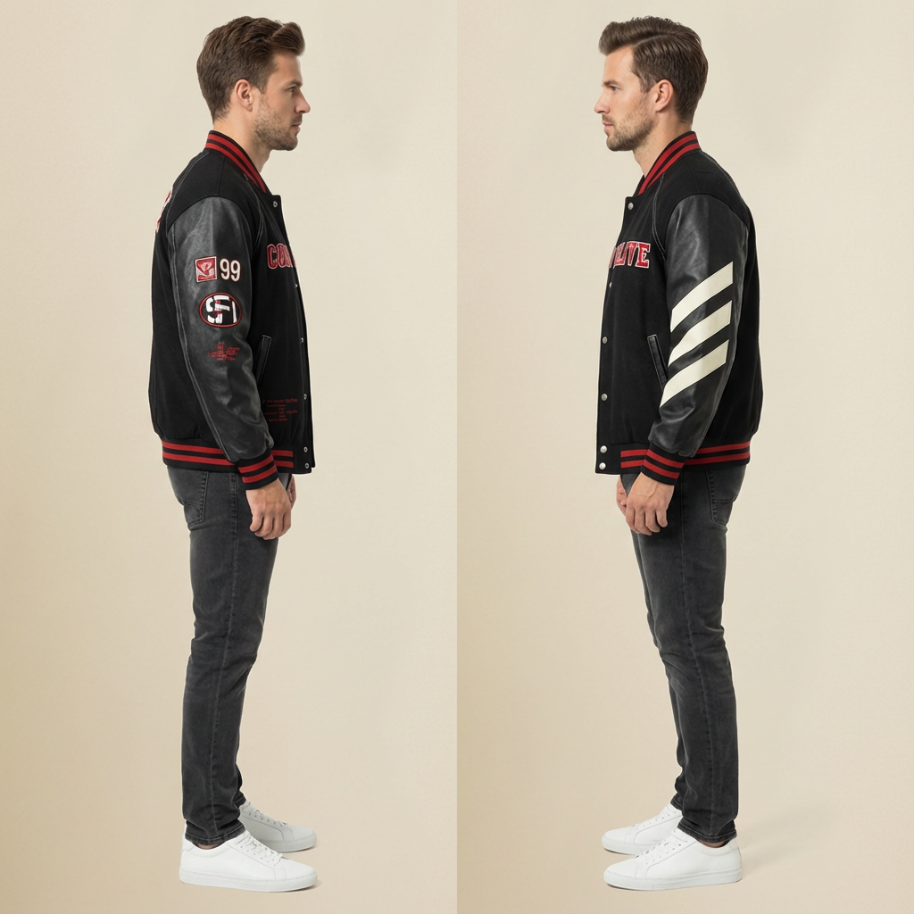 Urban Signal Varsity – Giacca tecnica con manica camouflage e lettering sportivo