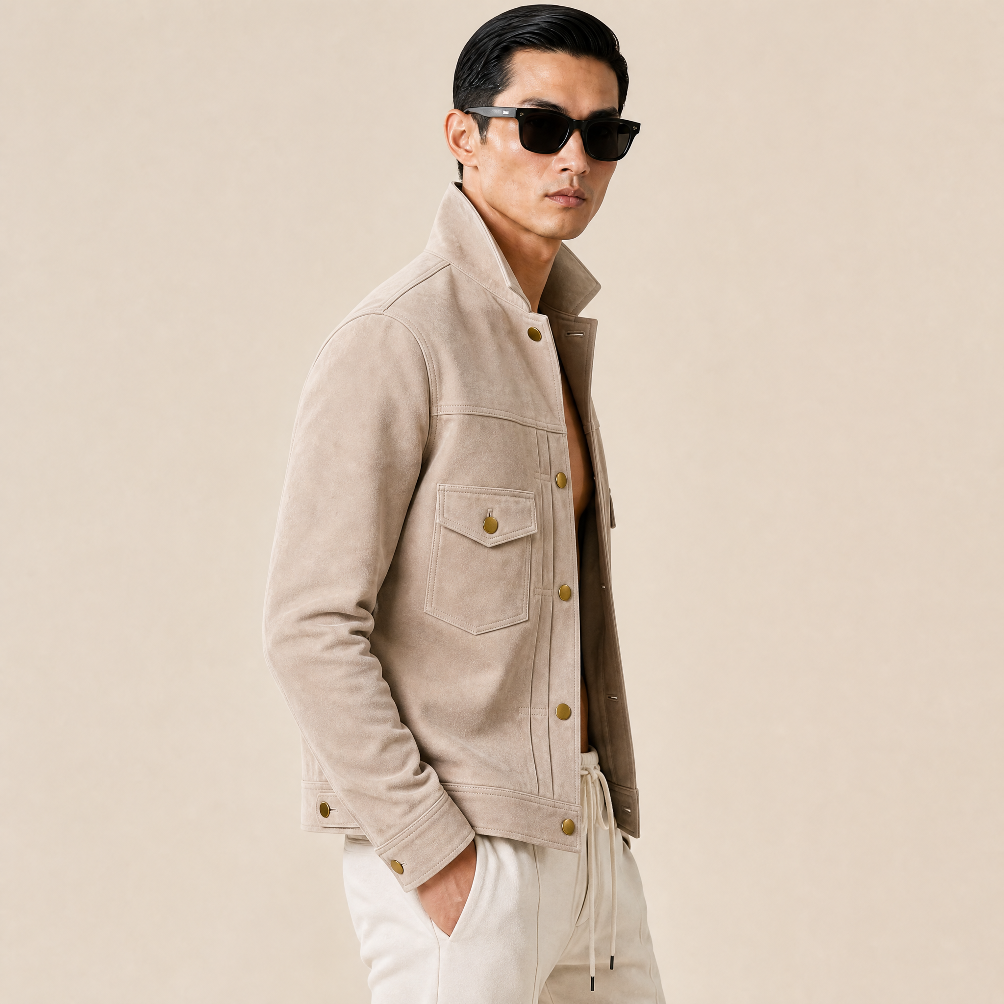 Giacca in Suede Beige