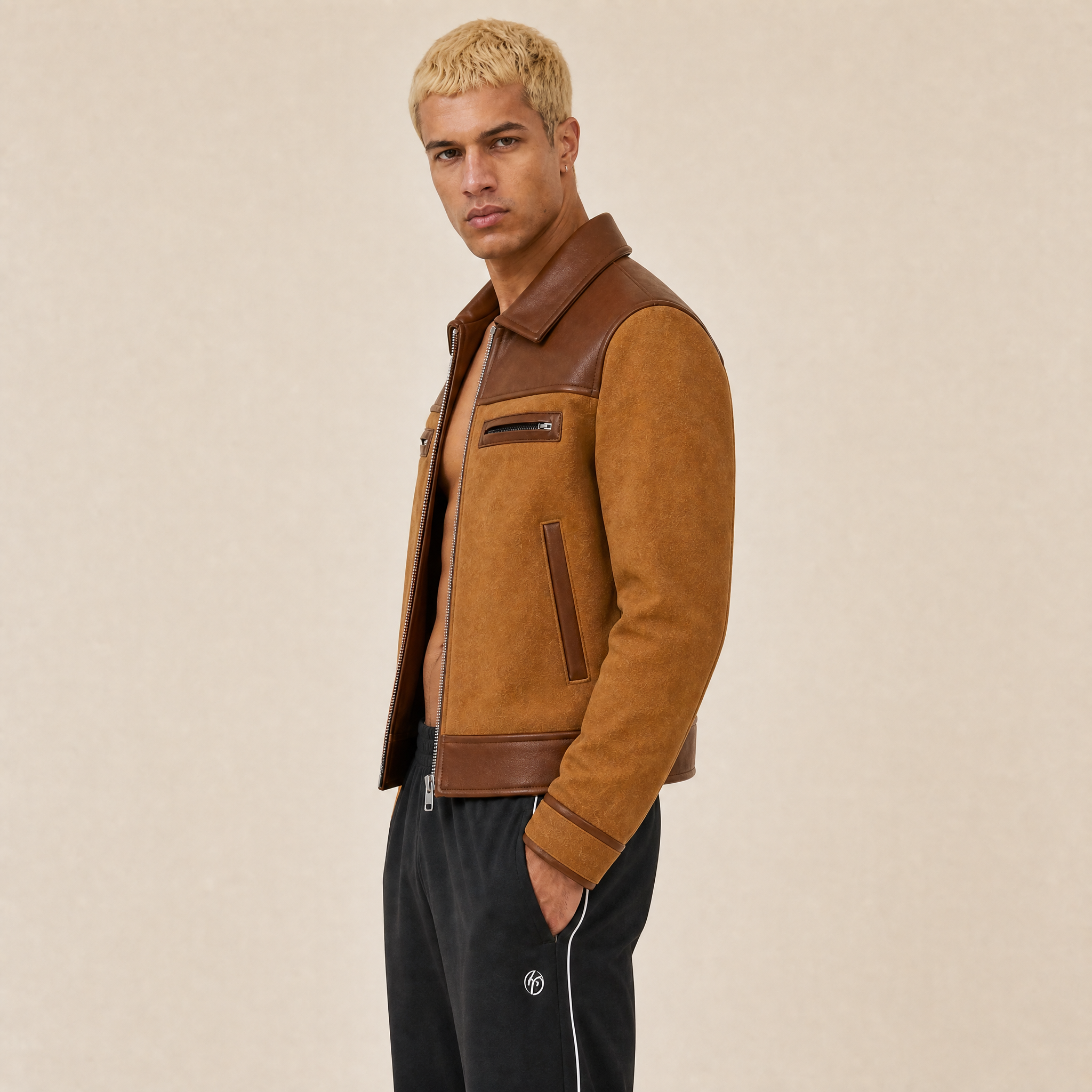 Giacca Pelle Scamosciata Suede