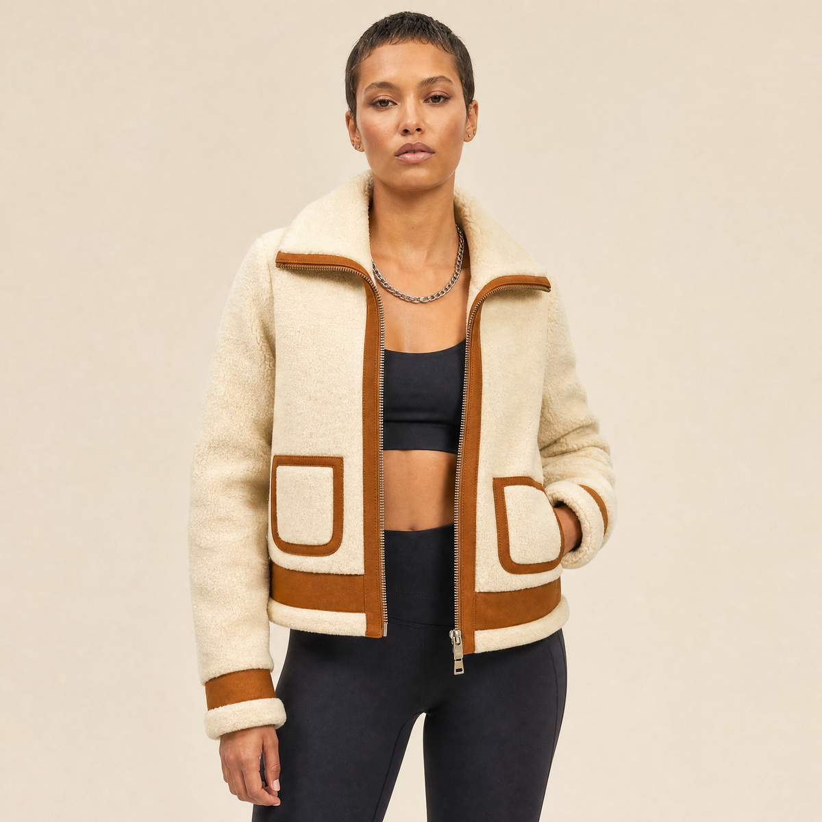 Giacca Aviatore in Lana Merino e Suede