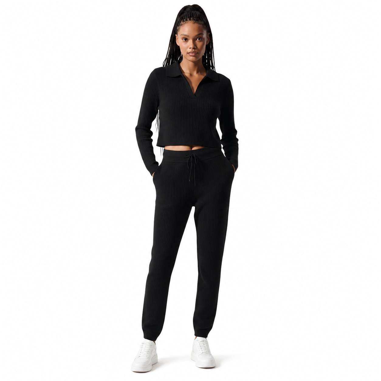 Elegant Comfort – Ribbed Knit Sports Set