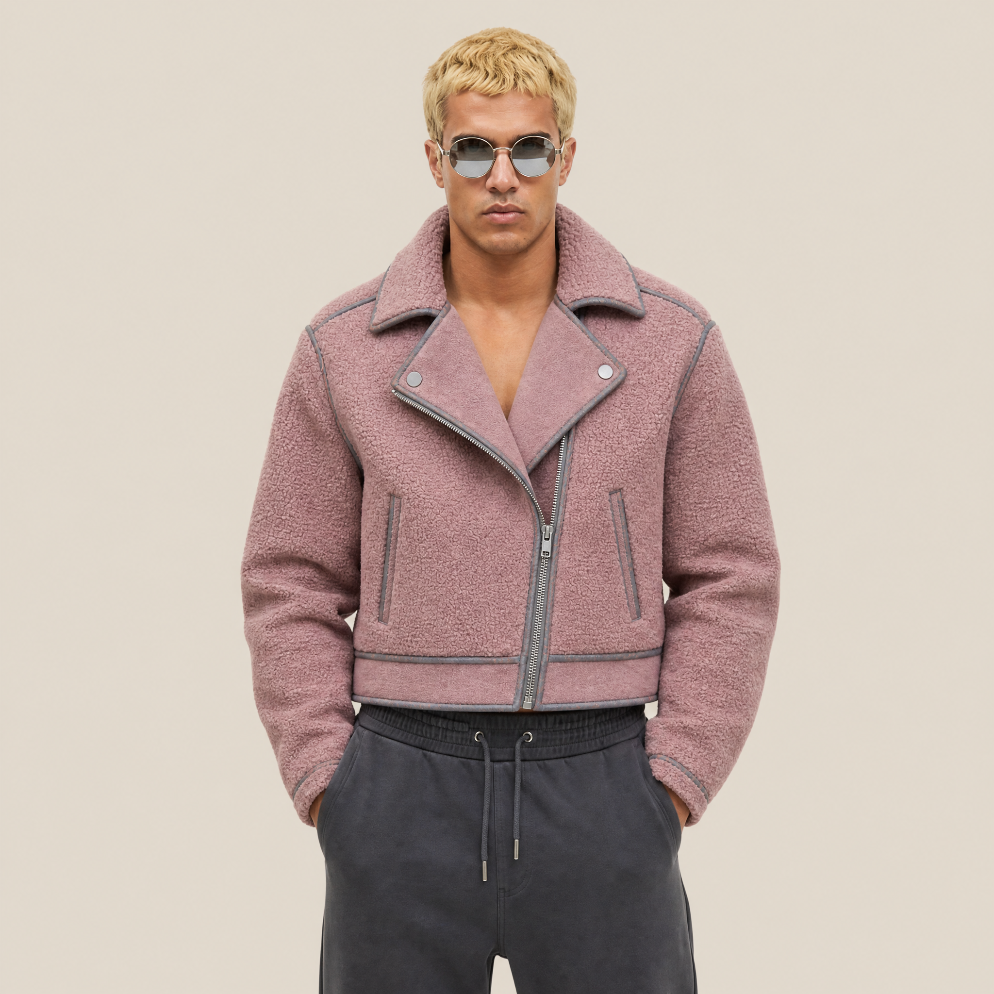 Giacca Biker in Lana Bouclé
