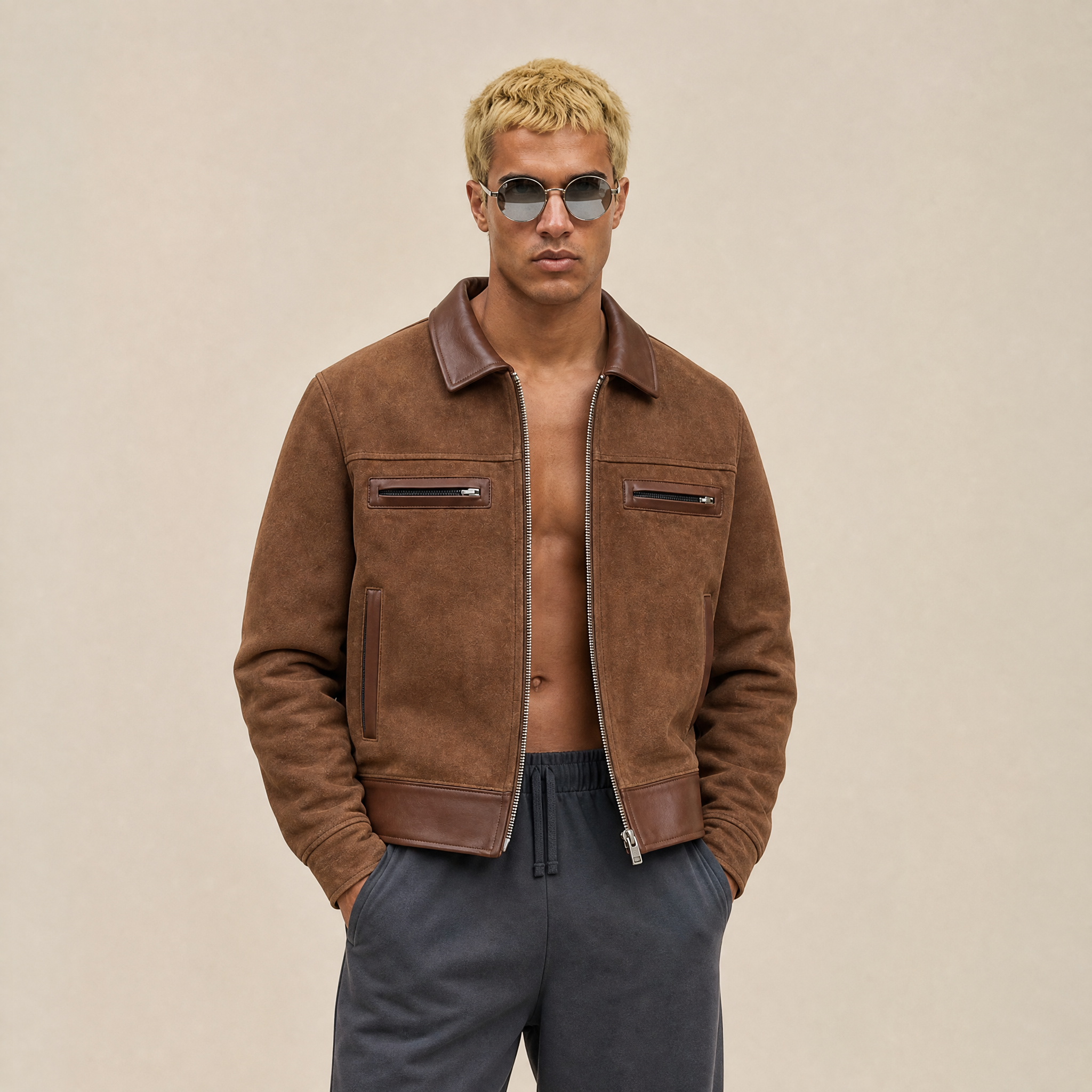 Giacca in Suede e Pelle Bovina