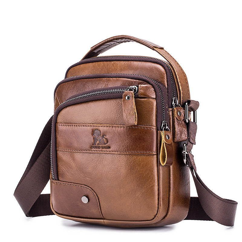 Genuine Leather Shoulder Bag - Minimalist Elegance for Men