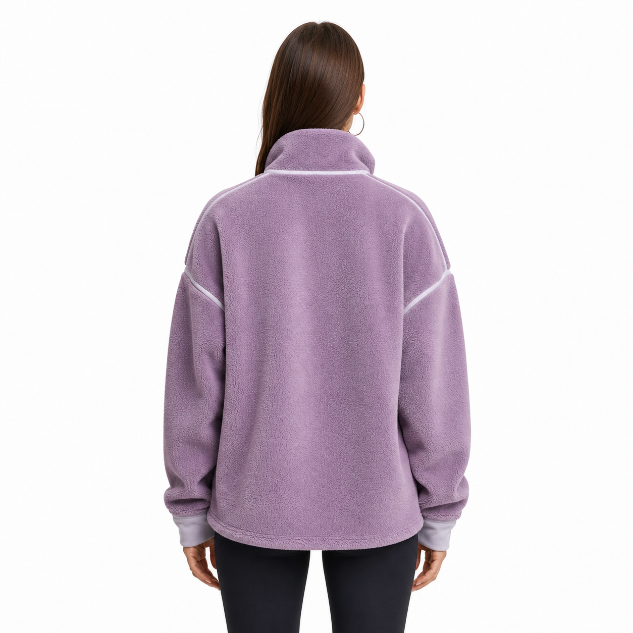 Violet Crest – Purple Half-Zip Fleece Pullover with White Detailing