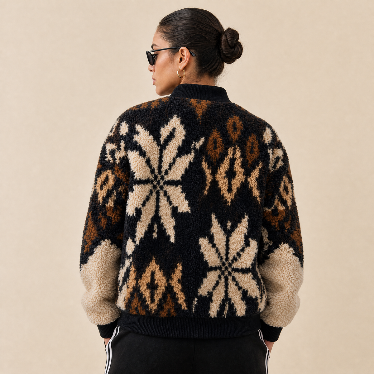 Giacca Bomber in Lana Merino e Sherpa