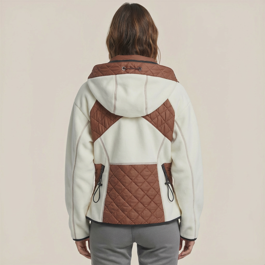 Glacier Patch – Cream White Jacket with Quilted Inserts and Technical Hood