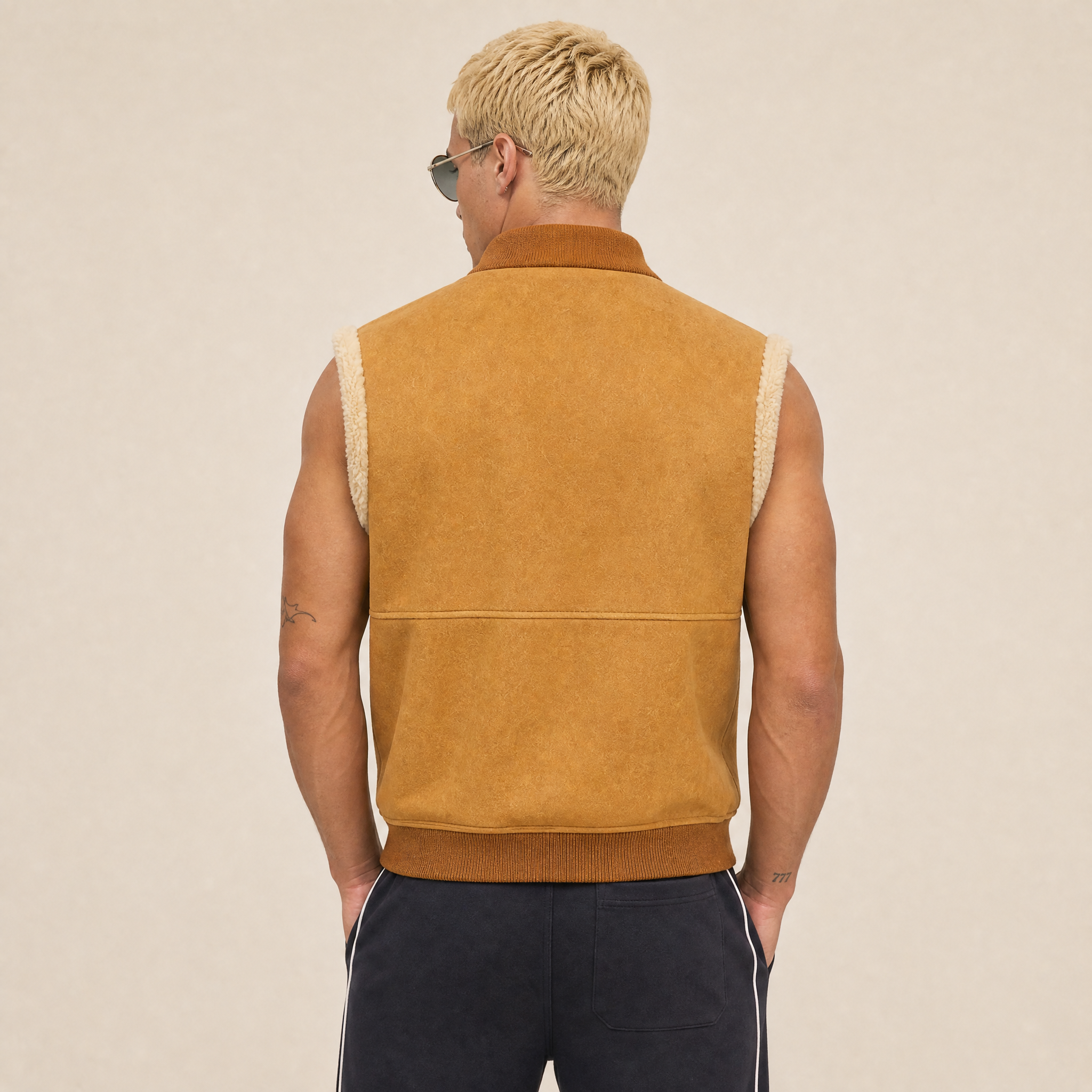 Gilet in Cotone Pesante e Shearling