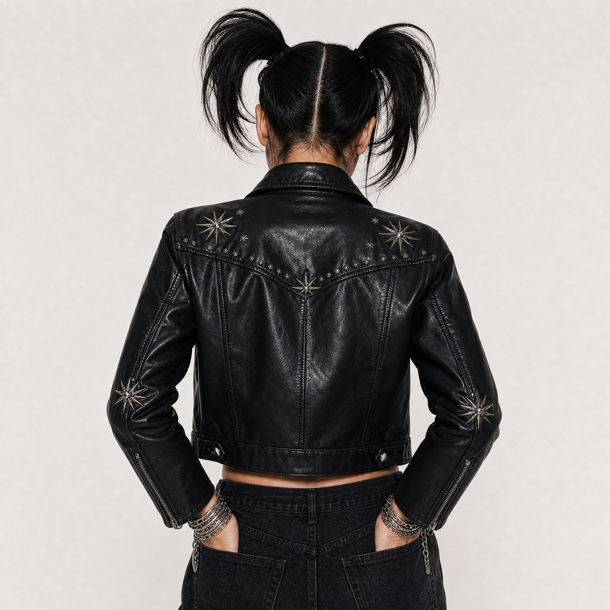 Giacca Biker Nera in Pelle