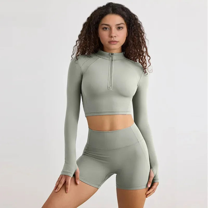 Flow Sculpt — Set Yoga Semi Zip Seamless