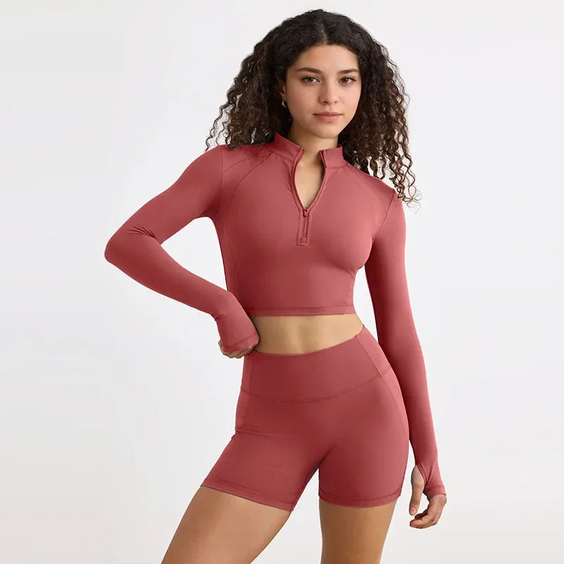 Flow Sculpt — Set Yoga Semi Zip Seamless