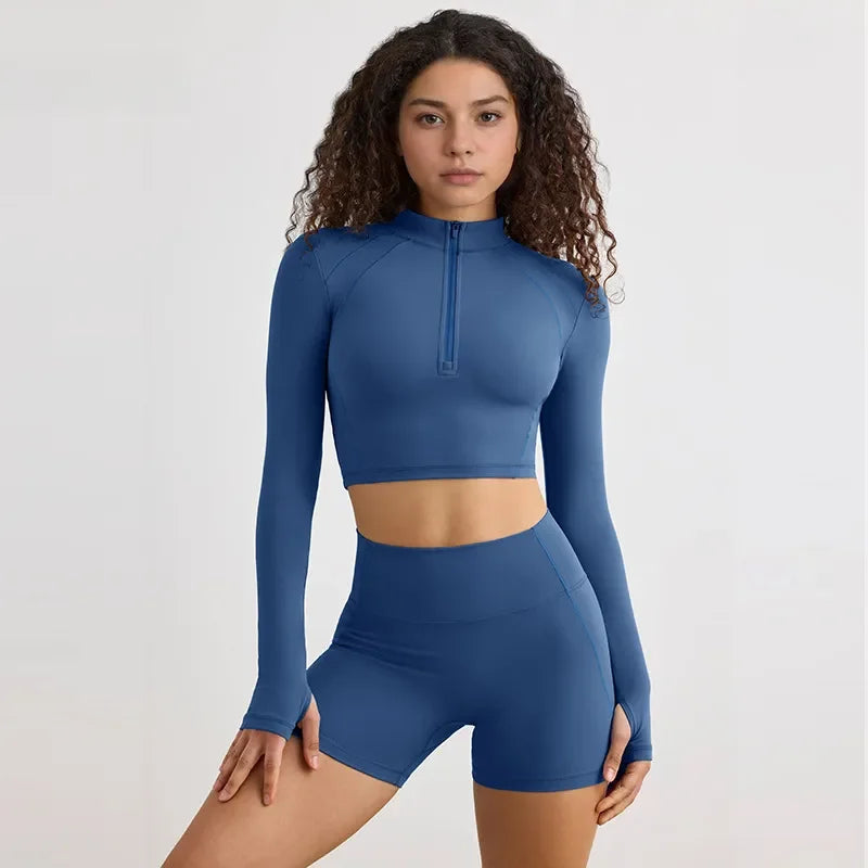 Flow Sculpt — Set Yoga Semi Zip Seamless