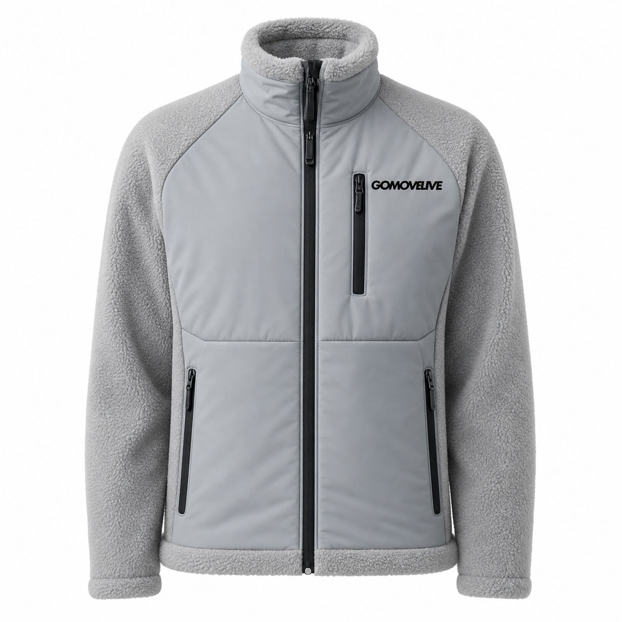 Summit Core – Gomovelive Two-Tone Grey Jacket with Zip and Technical Pockets