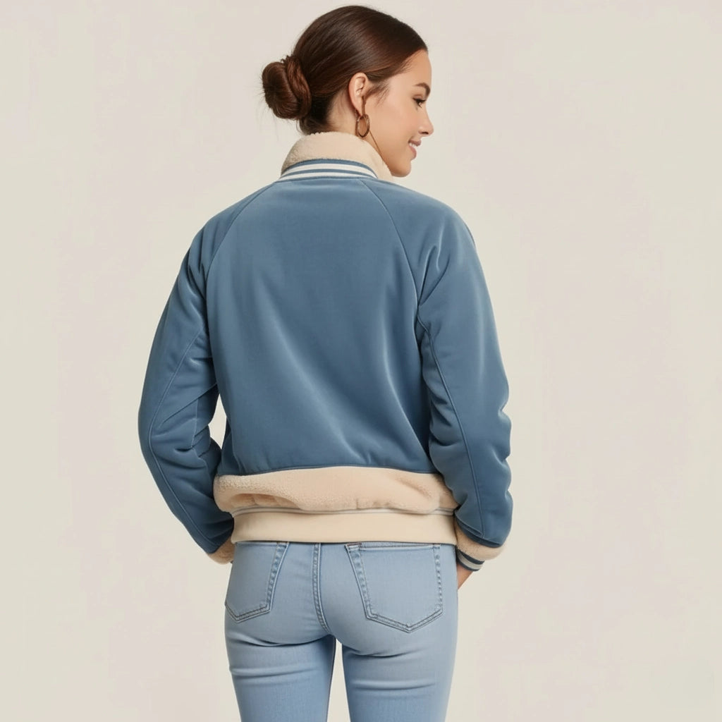 Cozy-Luxe Bomber Jacket: Tactile Elegance and Snug Comfort