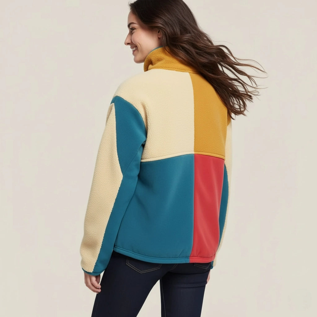 Explosion of Color: Color-Block Fleece Jacket for Vibrant Style