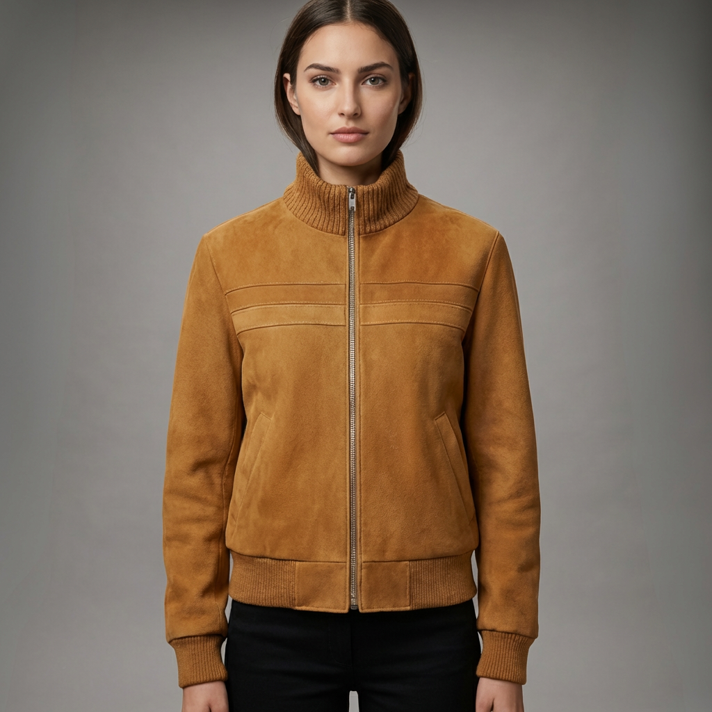 Giacca Bomber in Suede di Alta Qualità