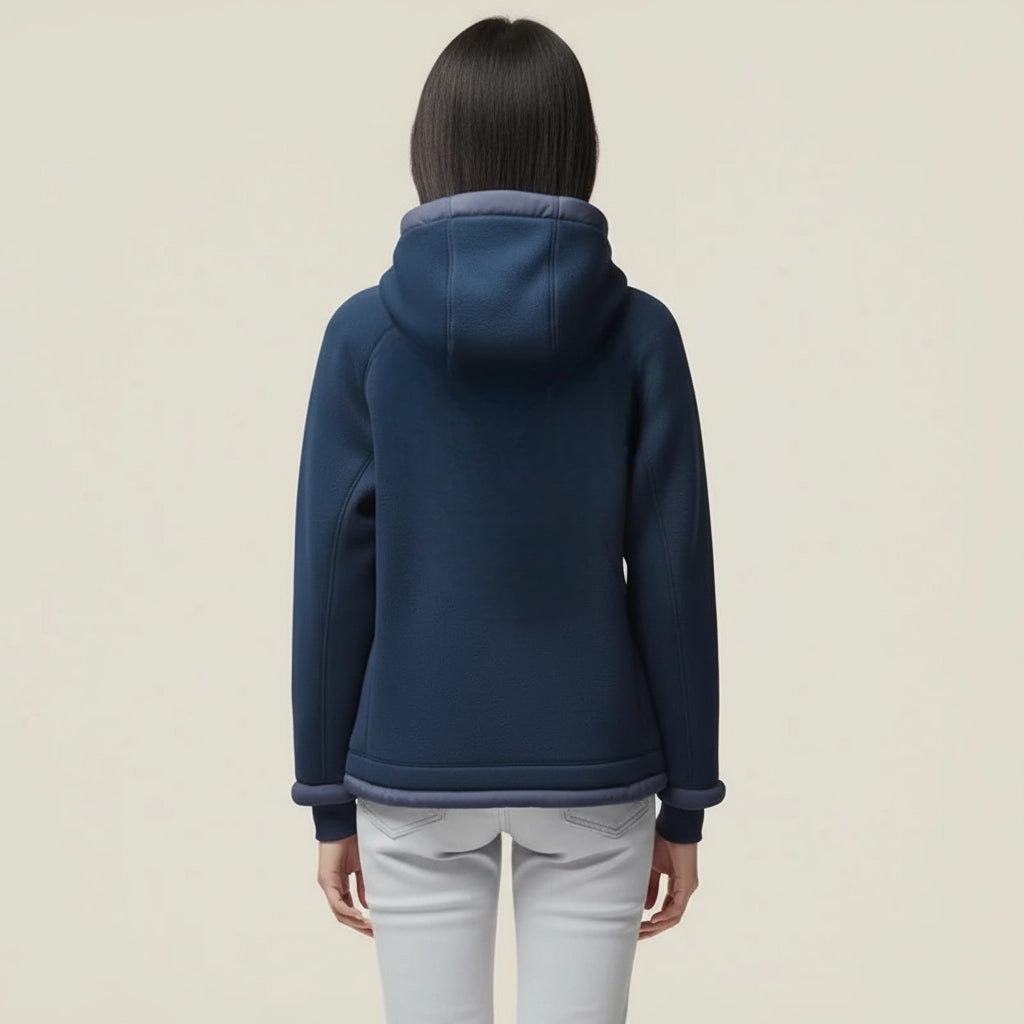 Alpha Hood – Blue Fleece Jacket with Hood and “alphataone” Patch