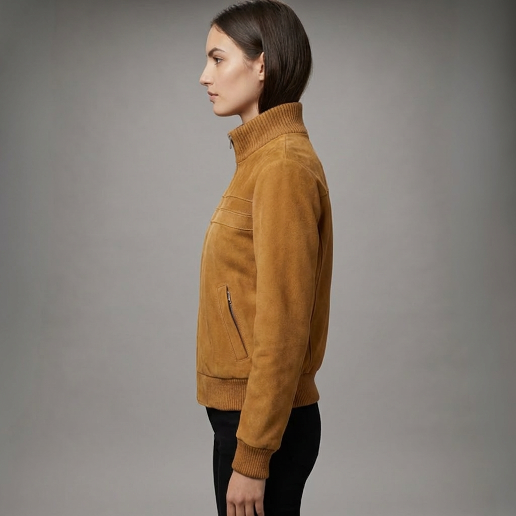 Giacca Bomber in Suede di Alta Qualità