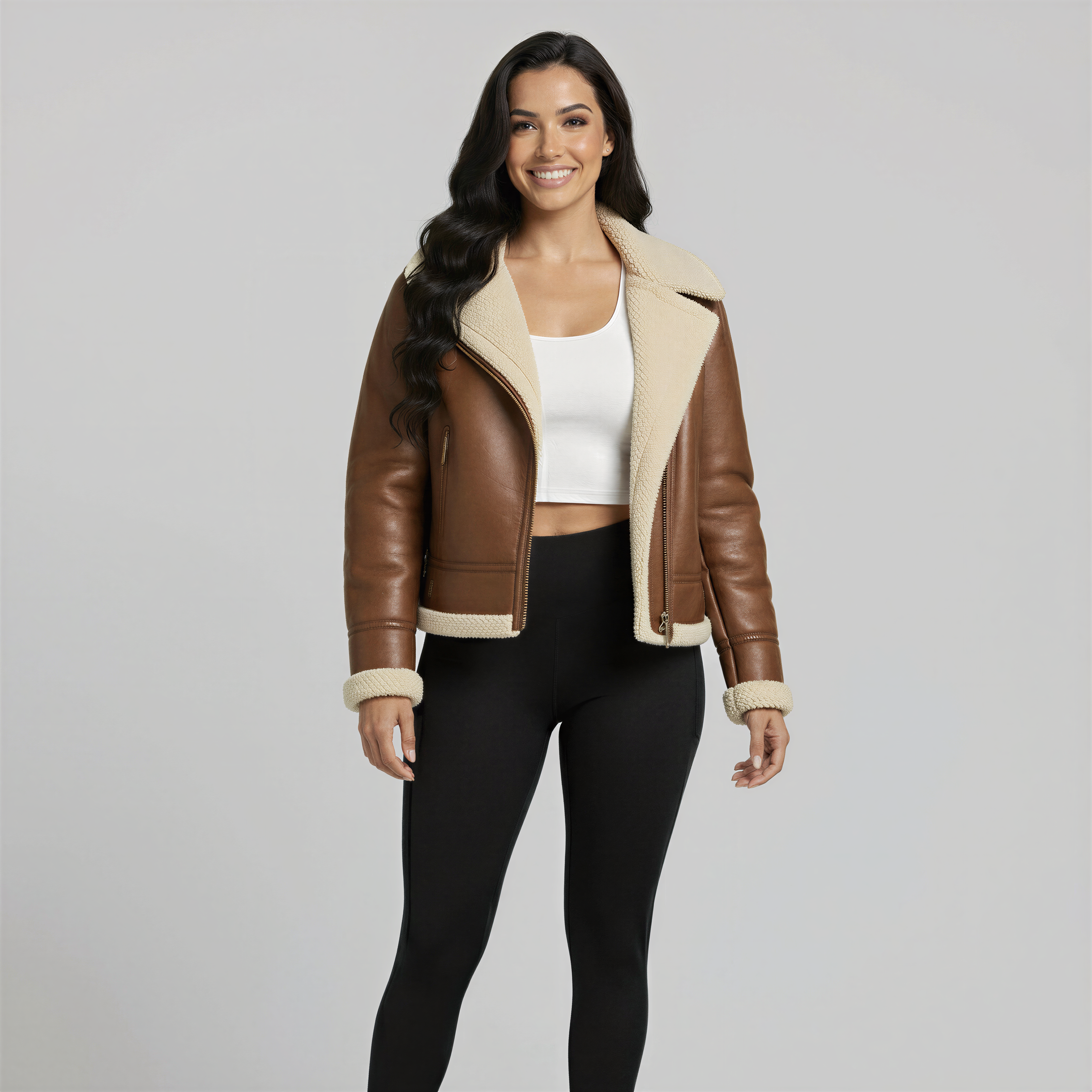 “Skyburn Heritage” – Aviator in pelle scamosciata con shearling