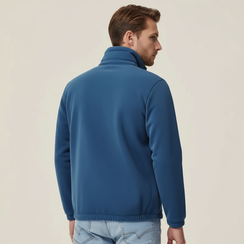 Blue Summit – Blue Zip-Up Jacket with High Neck and Side Pocket
