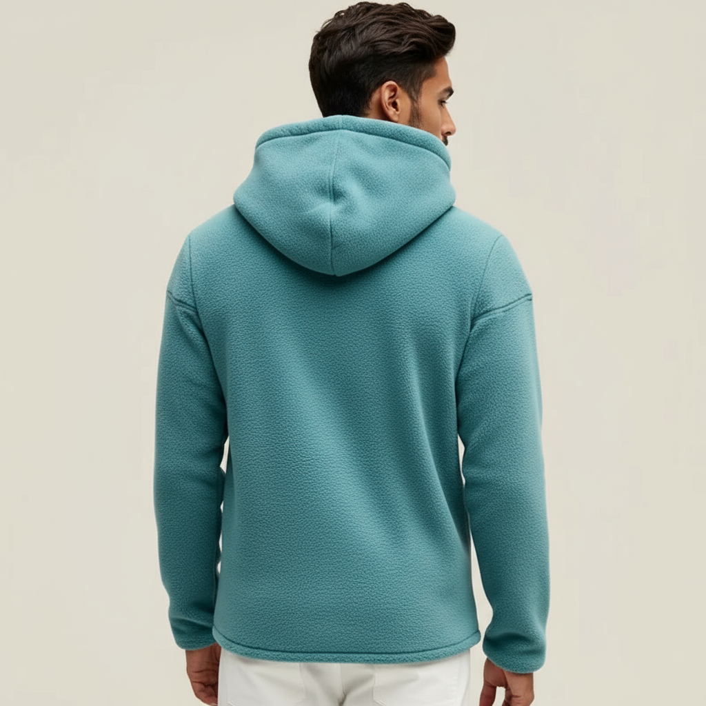Teal Badge – Felpa con Cappuccio in Pile Tecnico con Patch Ricamato