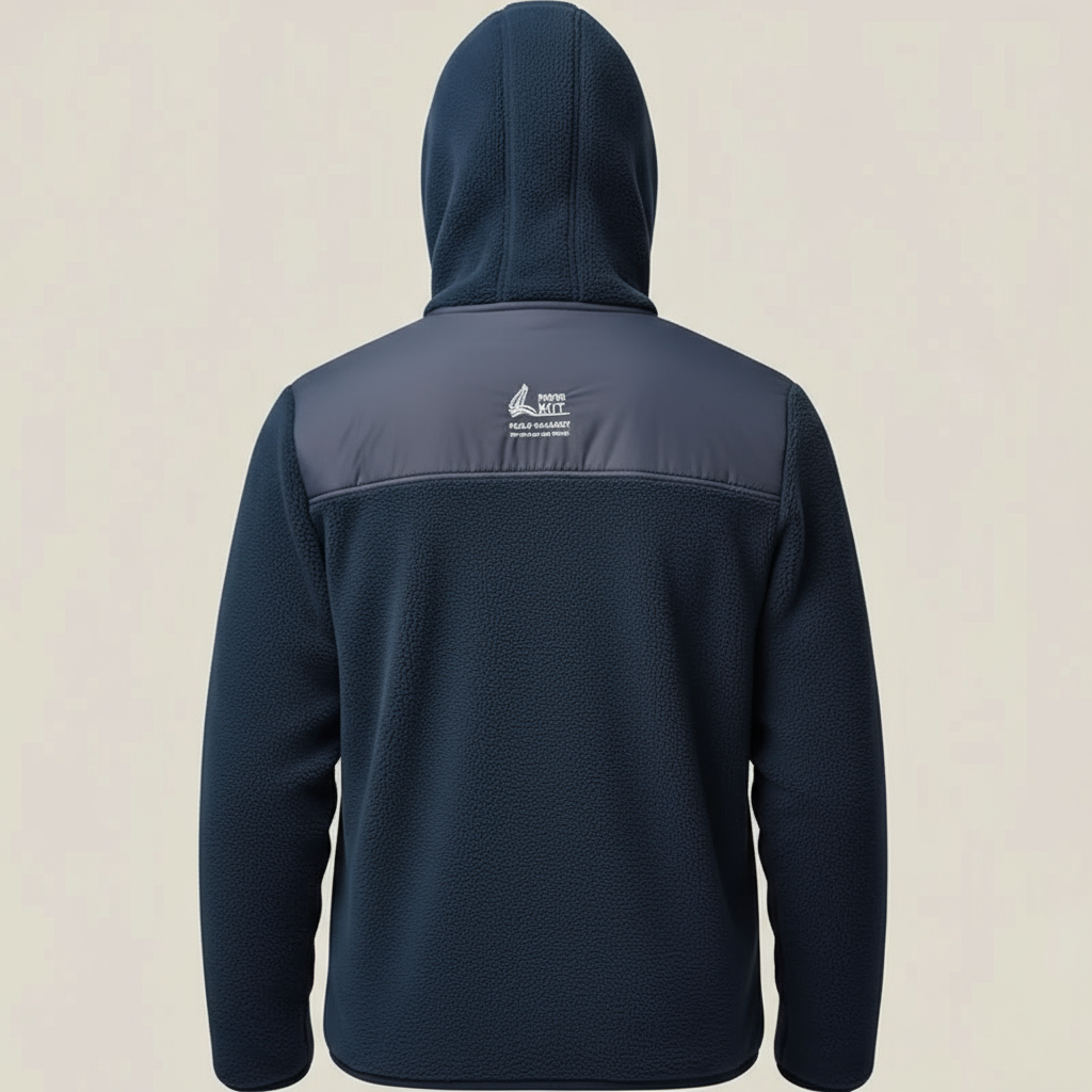 Camp Navy – Blue Hooded Jacket with “Pioneer Camp” Patch and Fleece Blend