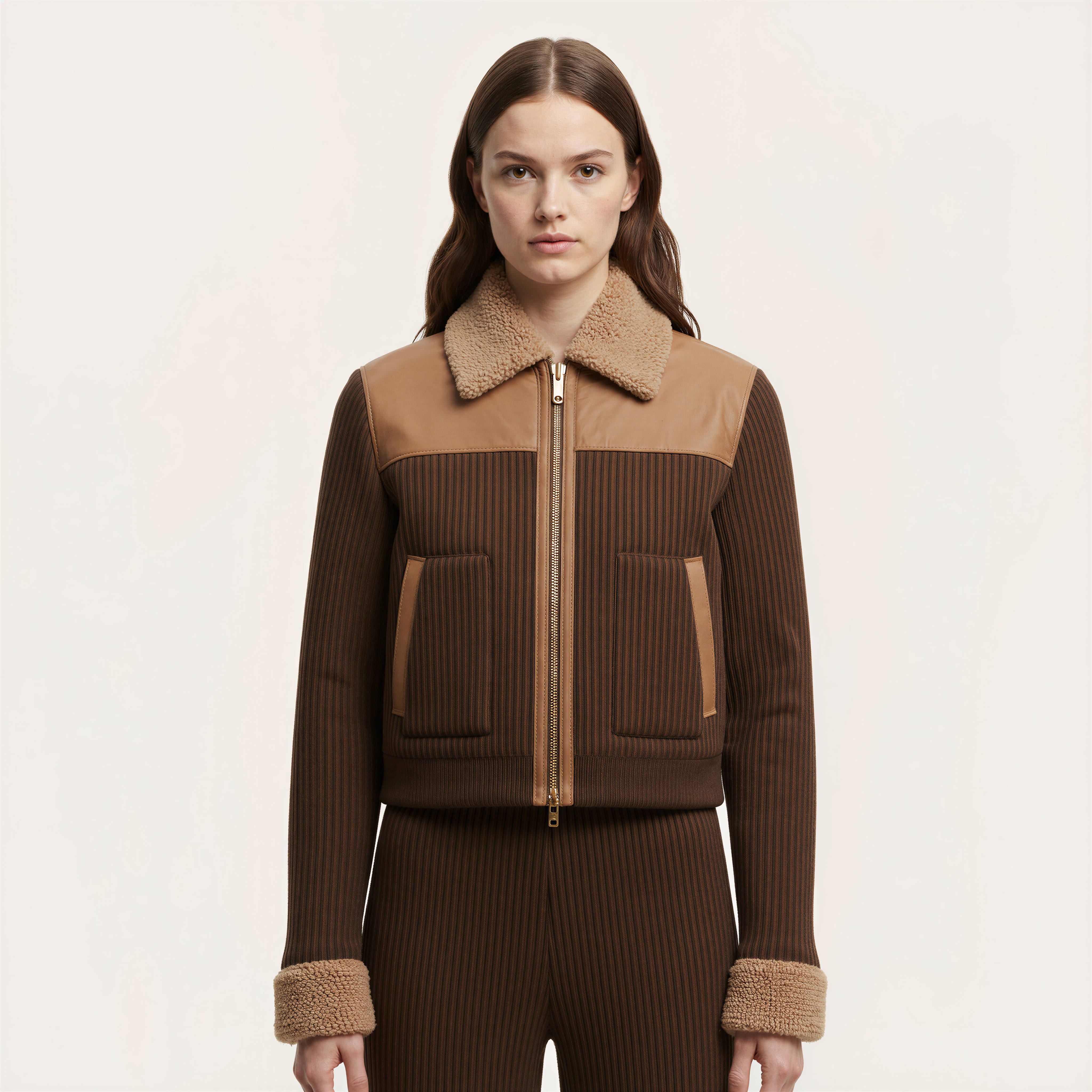 Shearling Ribbed Jacket